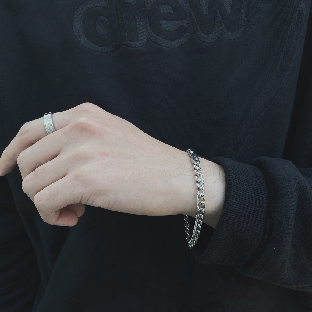 Vòng tay thép titan thiết kế đơn giản phong cách hip hop cá tính tùy chọn kích thước