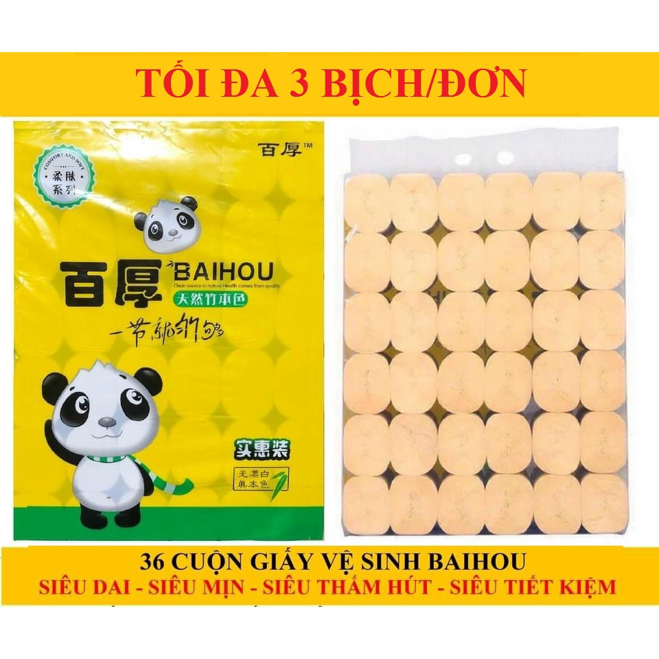 Bịch 36 Cuộn Giấy Vệ Sinh Đa Năng Baihou Siêu Dai