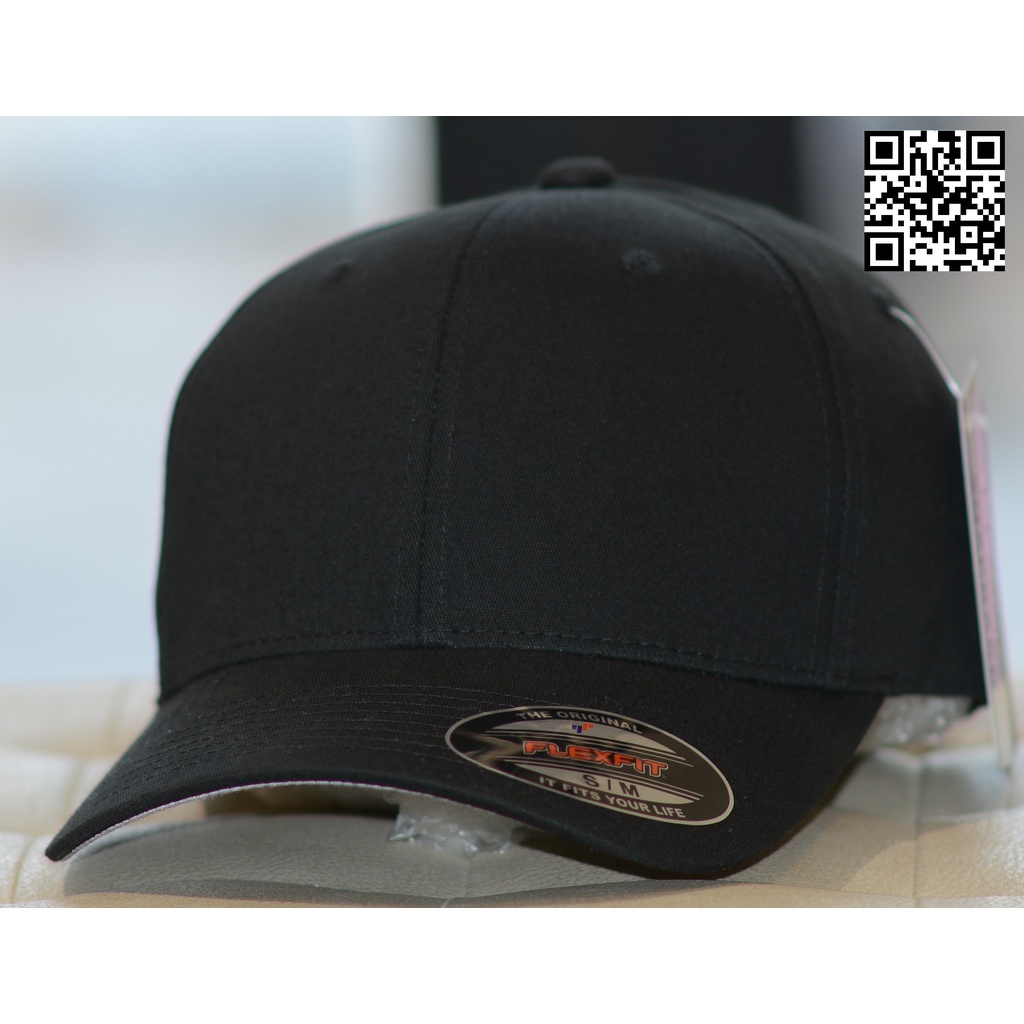Nón bít đuôi màu đen size nhỏ chính hãng,mũ big size lưỡi trai pít đuôi ,Flexfit Baseball Black Cap