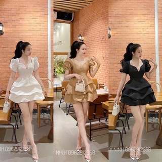 Đầm cổ v tay phồng bigsize