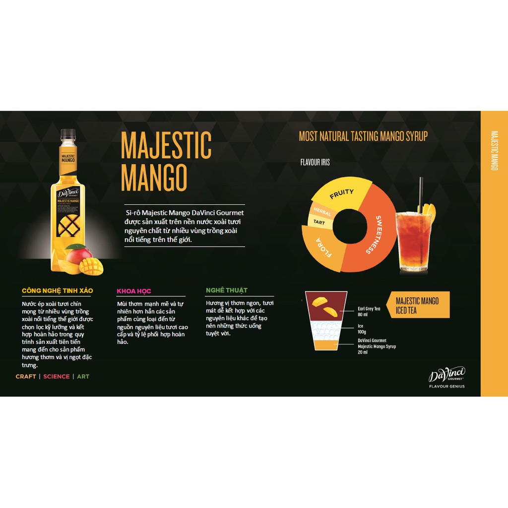 Siro hãng DVG vị xoài chai 750 ml/ syrup Xoài Davinci chai 750ml