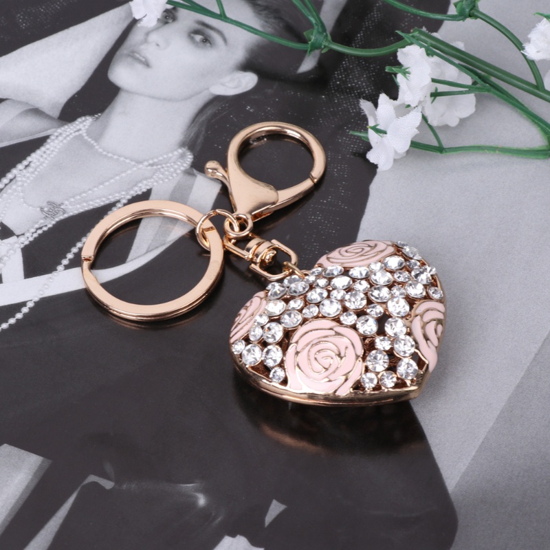 Móc Khóa Hình Trái Tim Đính Đá Phong Cách Thời Trang