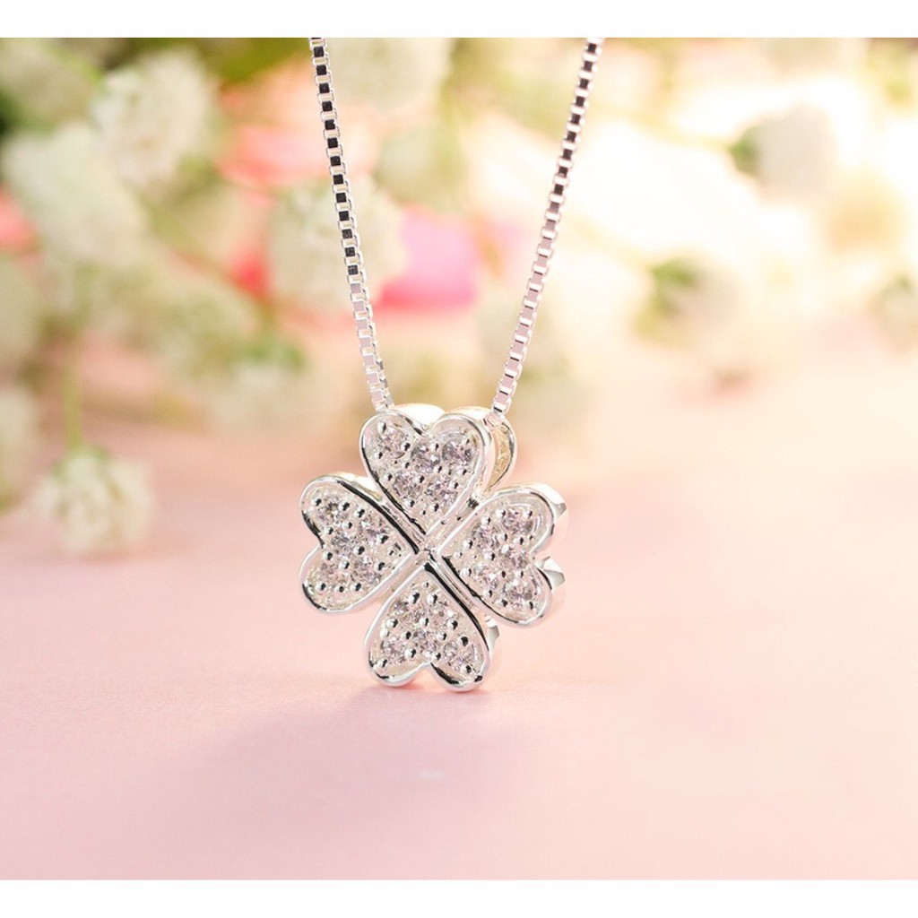 Dây chuyền bạc Ý TNC JEWELLERY 925 Cỏ Bốn Lá May Mắn Cho Nữ