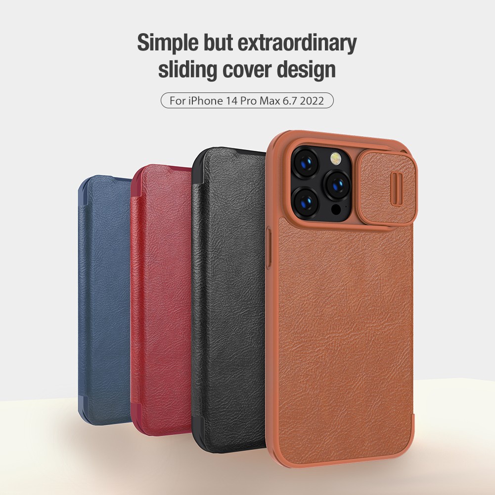 Ốp Điện Thoại Nillkin Bằng Da Nắp Lật Chống Sốc Kèm Ngăn Đựng Thẻ Cho iPhone 14 Pro Max Giá Đỡ