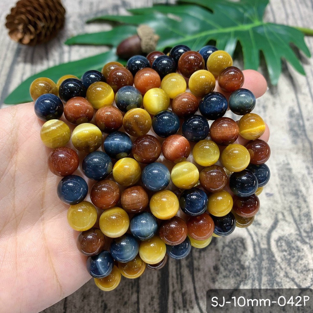 Vòng Tay Mắt Hổ Tam Tài 3 Màu Chủ Đạo Size 10m-14mm