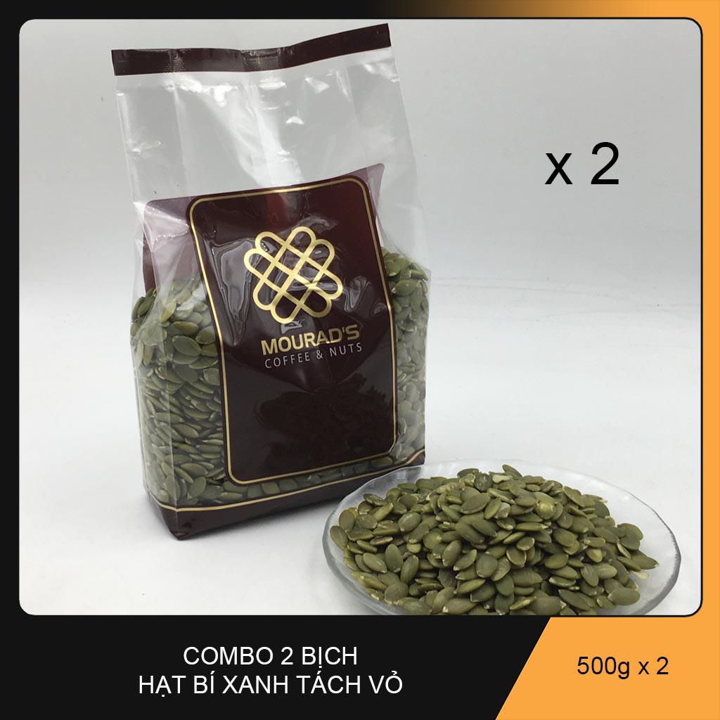 Combo 2 bịch 500gr Nhân Hạt Bí Xanh Mourad’s CAO CẤP Thơm Ngon . Khối lượng 500gr x 2 = 1kg.