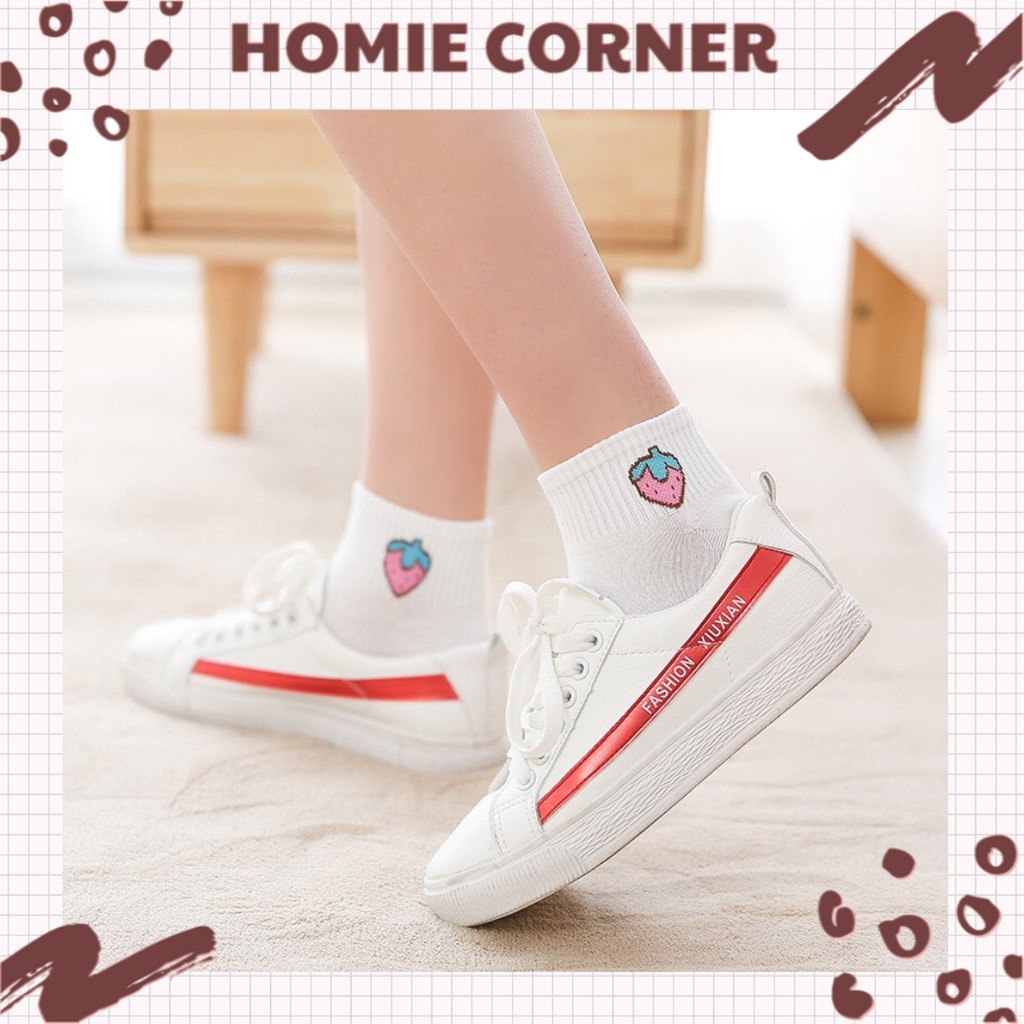 Tất nữ trắng Hàn Quốc hình hoa quả dễ thương HC14