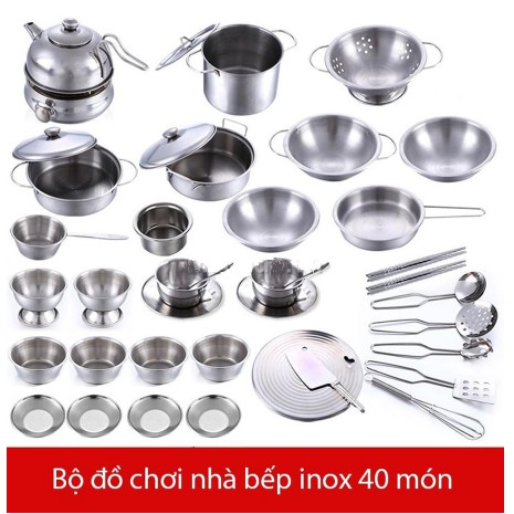 Bộ đồ chơi nấu ăn bằng inox cho bé