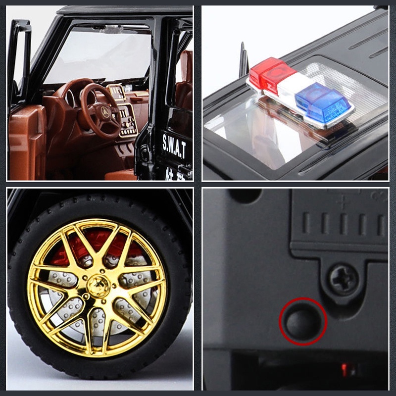 Mô Hình Xe Cảnh Sát Mercedes Benz G63 Tỉ Lệ 1: 24 Bằng Hợp Kim Có Đèn Và Nhạc