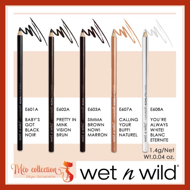 Chì kẻ mắt Wet n wild Color Icon Kohl Eyeliner màu đen, đen nâu, nâu, trắng | BigBuy360 - bigbuy360.vn