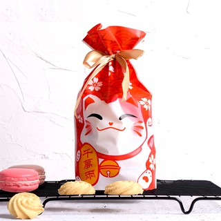 Túi bánh kẹo rút nơ (Mèo chiêu tài đỏ | 50c)