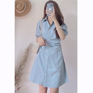 Đầm Sơ Mi Nhún Eo 3 Màu
