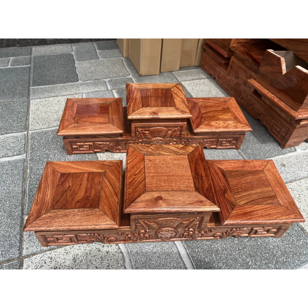 Tam Cấp, Tam Sơn Gỗ Hương Kê Bát Hương, Đỉnh, Đồ Thờ mặt 22cm ngang 74cm