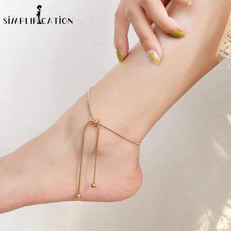 Lắc Chân Chuỗi Hạt Xương Rắn Bằng Hợp Kim Đơn Giản Không Phai Màu Phong Cách Thời Trang Đa Năng