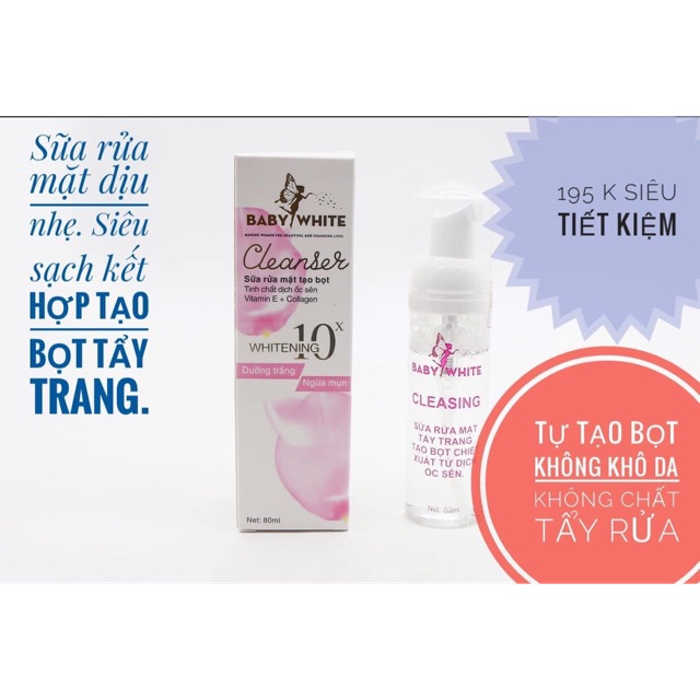 Sữa rửa mặt tạo bọt Baby White