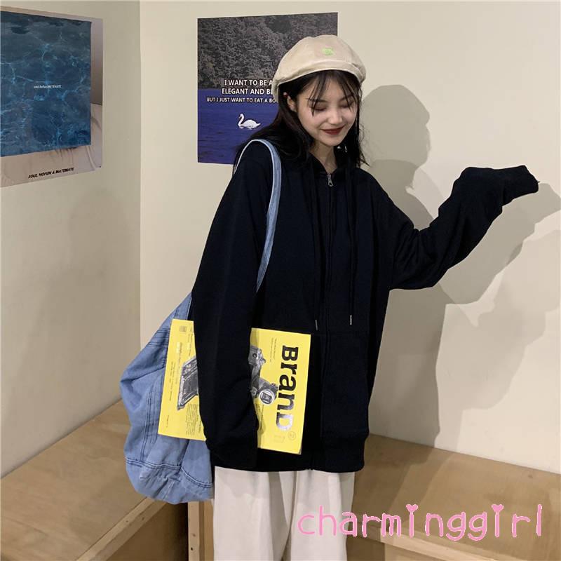 Áo Khoác Hoodie Tay Dài Khóa Kéo Màu Trơn Thời Trang | BigBuy360 - bigbuy360.vn
