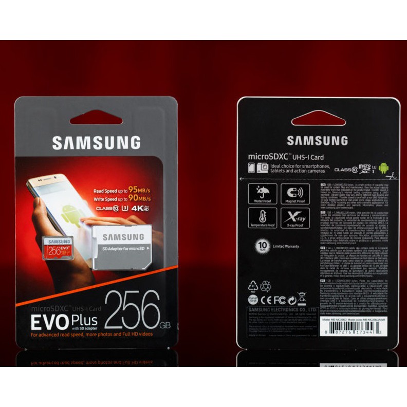  Thẻ Nhớ MicroSDXC Samsung Evo Plus 256GB UHS-I U3 4K 100MB/S Kèm Adapter - Box Anh (Đỏ