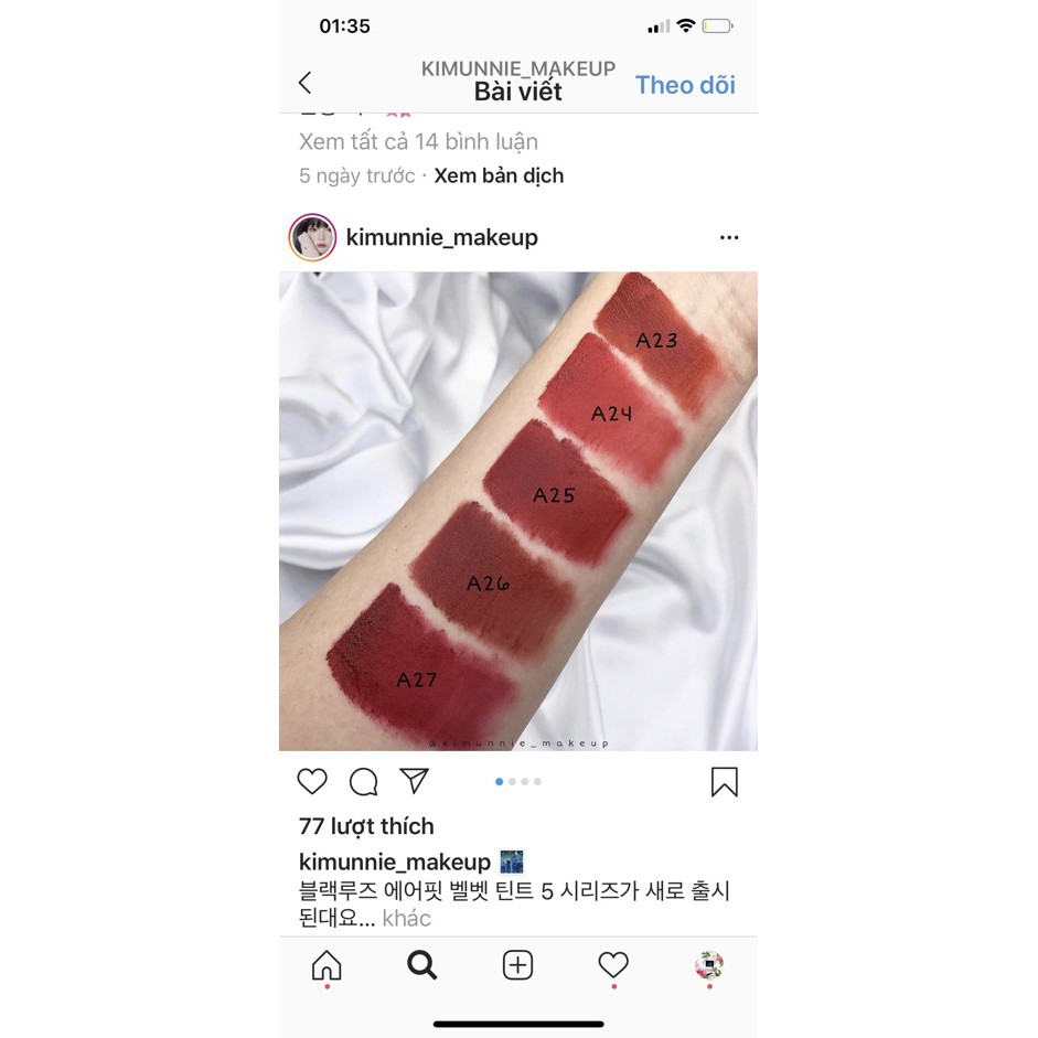 Son kem Black Rouge [FREE SHIP] Son Black Rouge Air Fit Velvet Tint Ver 5: Night Series | BigBuy360 - bigbuy360.vn