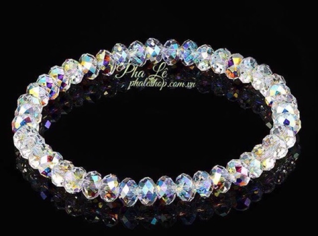 Vòng Tay Pha Lê Tròn Dẹp 06mm Trắng Được Thiết Kế Từ Pha Lê Swarovski