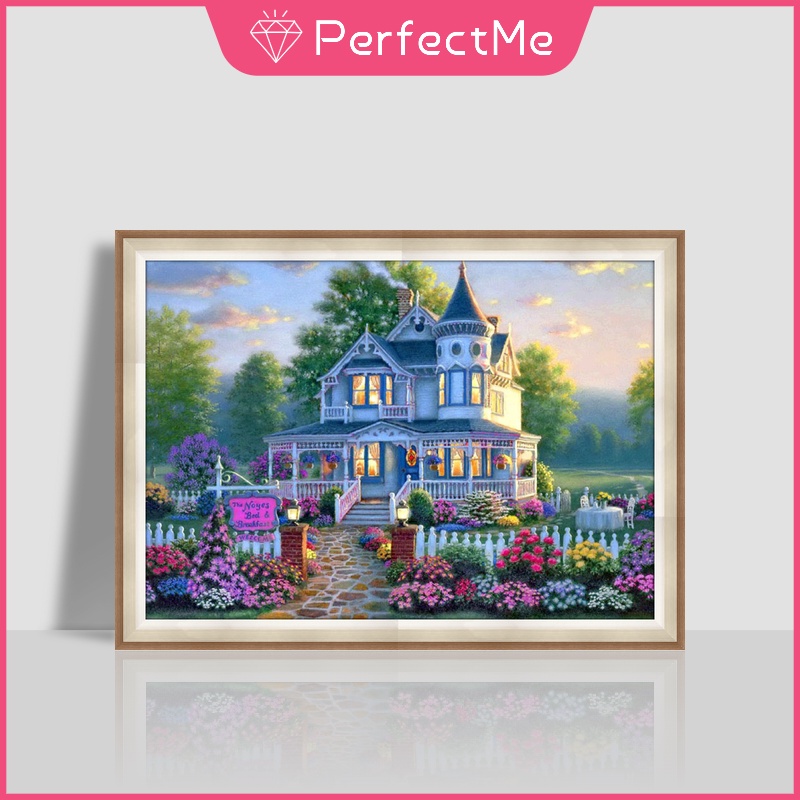 Bộ Tranh Đính Đá Họa Tiết Phong Cảnh Ngoài Trời Độc Đáo Kích Thước 40X30Cm