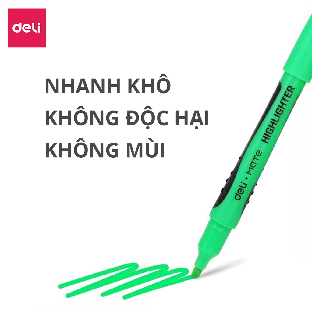 Bút nhấn dòng Deli 2 màu Xanh/Vàng - EU35150/EU35170