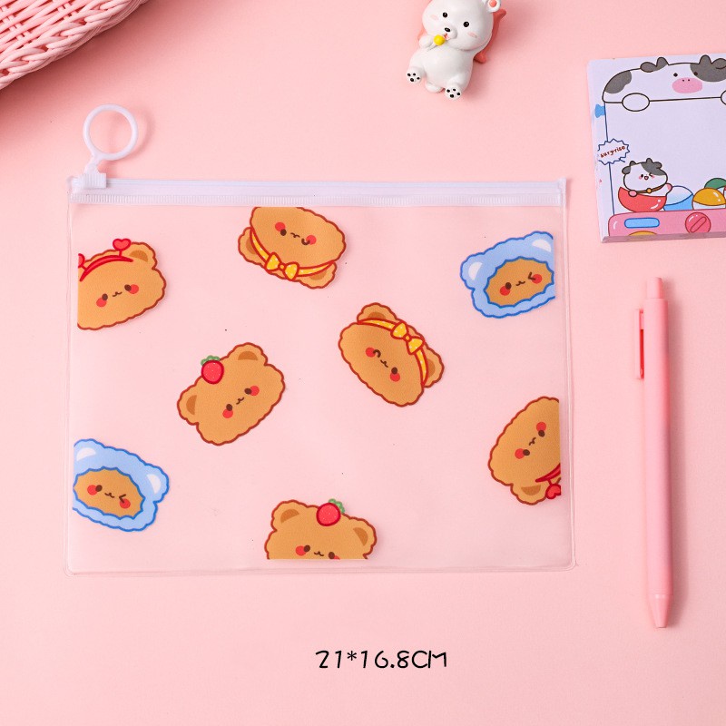 Hộp bút trong suốt hình chú gấu cute xinh xắn đáng yêu (21*17cm)