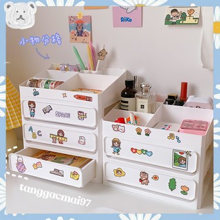 Tủ nhựa để bàn đa năng, đựng đồ dùng học tập, kèm sticker