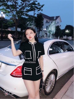 Combo Sét váy cúc và váy Mos cổ ren