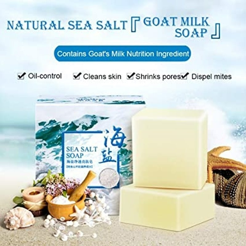 Xà Phòng Muối Biển Sữa Dê 100g Dưỡng Ẩm Kiềm Dầu Làm Trắng Da