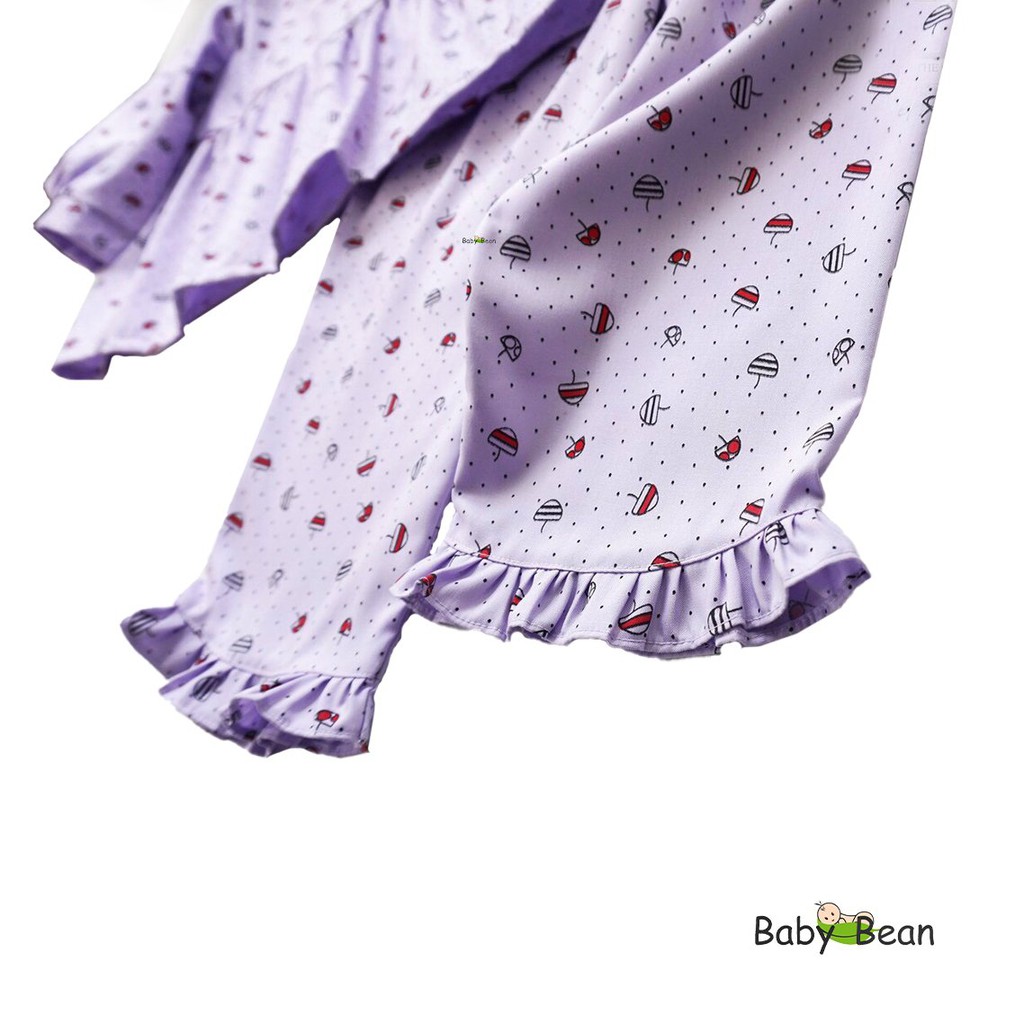 [MÃ THƯƠNG HIỆU UY TÍN Voucher giảm 10%] Đồ Bộ Cotton Nhún Eo Quần Lai Bèo Bé Gái BabyBean (14kg-28kg)