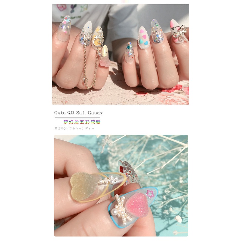 Miếng Dán Trang Trí Móng Tay Hình Trái Tim Nhiều Màu Sắc DIY