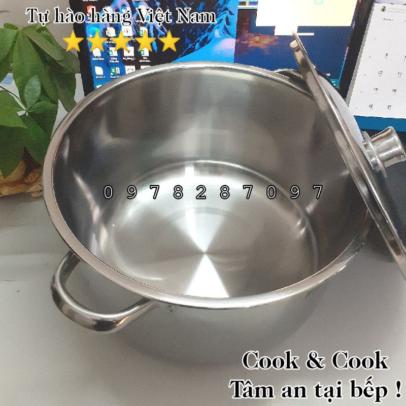 [Chính Hãng] Nồi inox 5, 10, 15, 20 lít cao cấp sử dụng trên bếp từ Vietcook, nồi luộc gà, nấu súp canh...