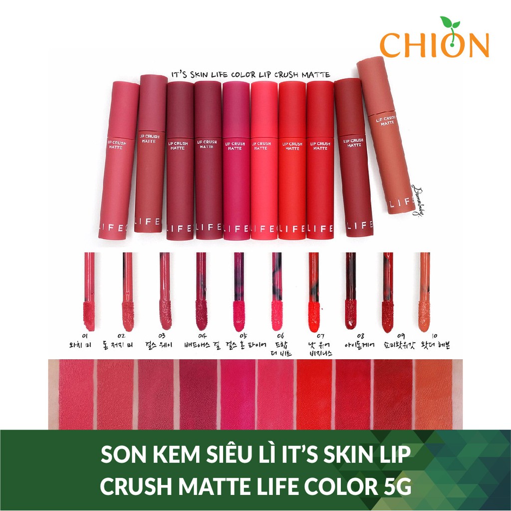 Hàn Quốc Chính Hãng - Son Kem Siêu Lì It’s Skin Lip Crush Matte Life Color 5g
