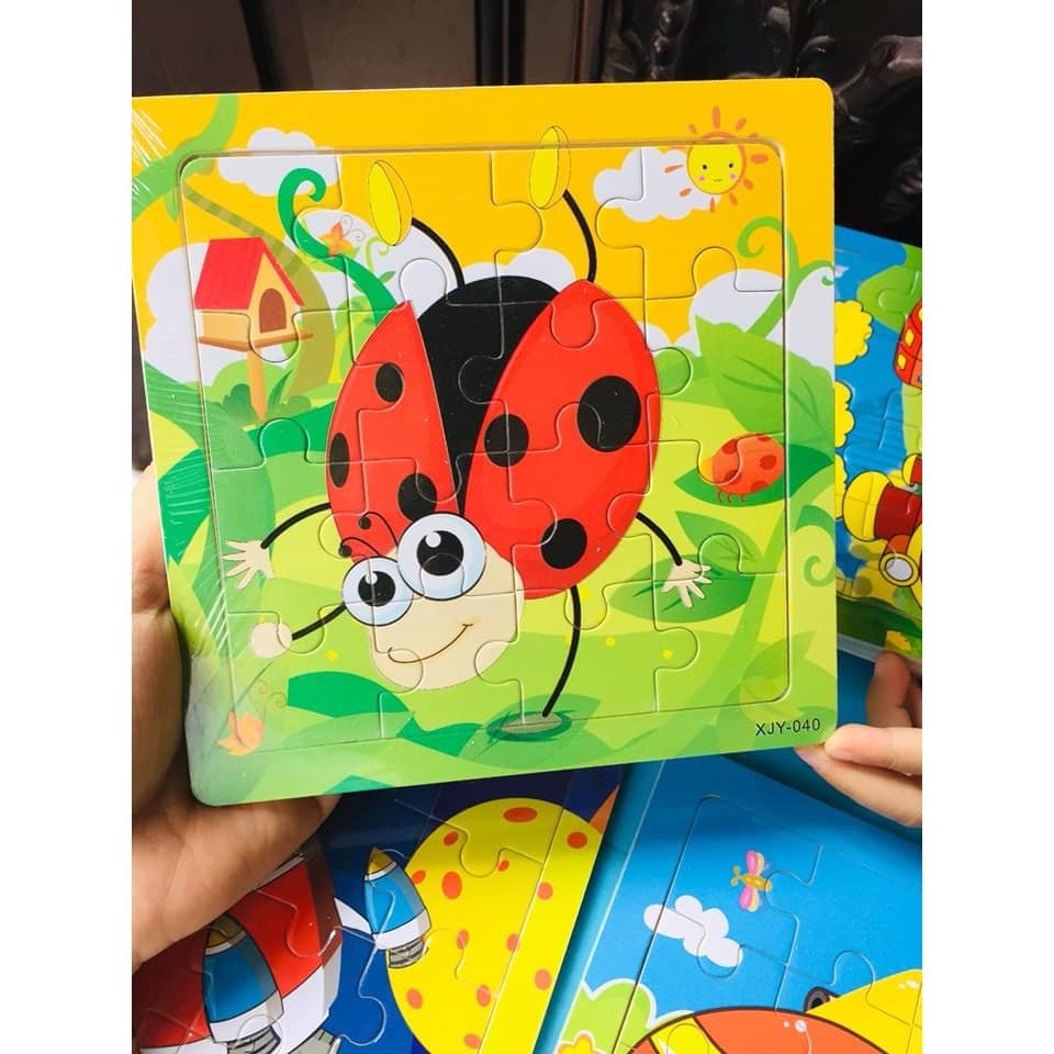 Bộ 12 tranh ghép hình gỗ 16 mảnh( 12 hình khác nhau)