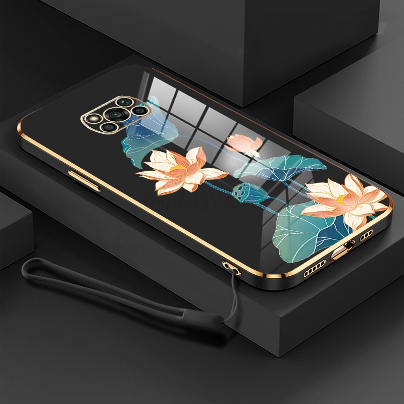 ốp lưng poco x3 nfc poco x3 poco x3 pro ốp điện thoại poco x3 nfc poco x3 poco x3 pro Ốp Điện Thoại TPU Dẻo Mạ Màu Họa Tiết Hoa Sen Sang Trọng