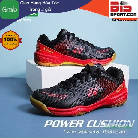 Giày Cầu Lông Chính Hãng Yonex SBH510WCR Đen Đỏ - Mẫu Mới , Siêu Bám , Chống Trơn Cực Cao