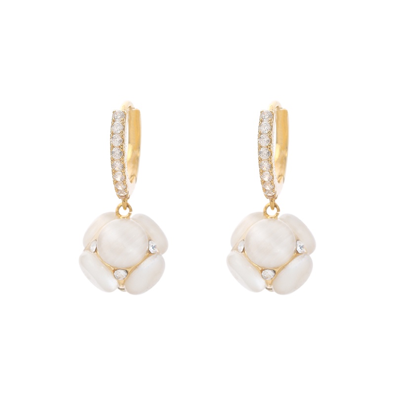 Khuyên tai JIUDUOLAN mặt hoa đính đá opal nhân tạo thanh lịch thời trang dành cho nữ