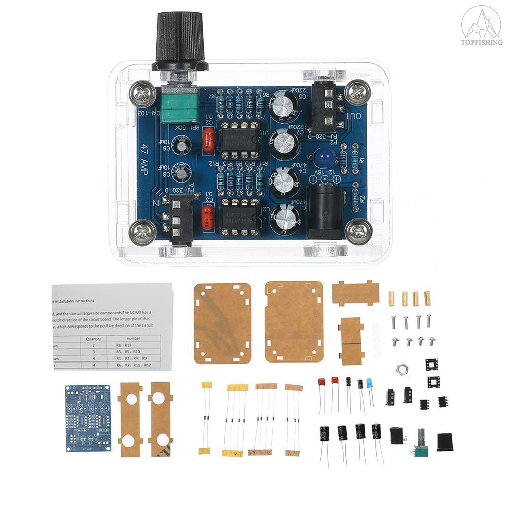 Tfh★47 Amp DIY NE5532 Hi-Fi Headphone Amplifier Kit with Transparent Housing DC9V-18V