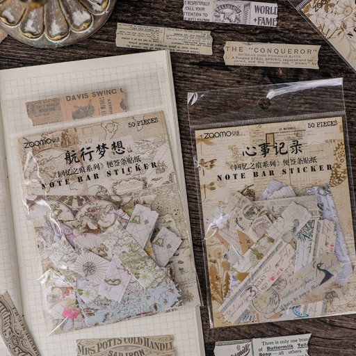 Gói 50 Nhãn dán Note bar Sticker Phong Cách Tranh Vẽ Hoạt Hình ST176