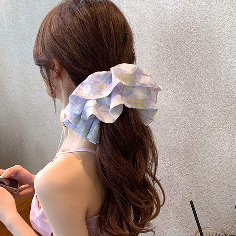 Dây Cột Tóc Co Giãn In Họa Tiết Hoa Xinh Xắn 15H Cho Nữ