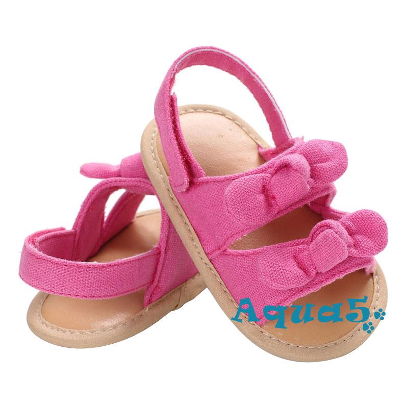 Giày sandal đế mềm chống trượt đính nơ sọc dành cho bé gái 0 đến 1 tuổi