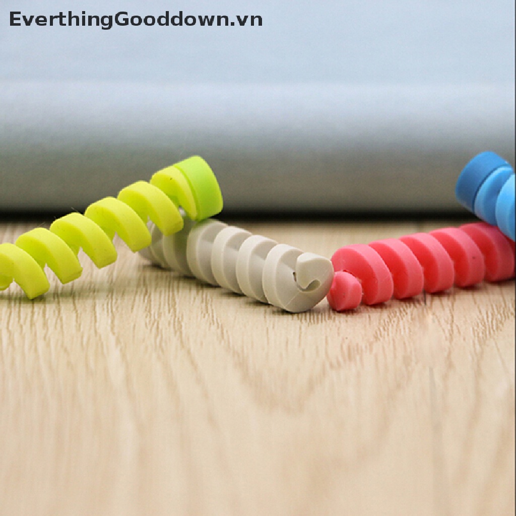 Everthinggooddown Set 4 Dây Lò Xo Quấn Bảo Vệ Cáp Dữ Liệu Sự Bảo Vệ
