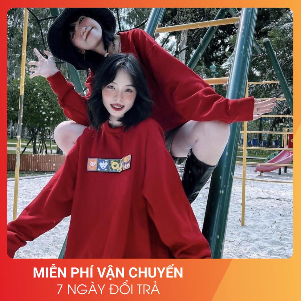 Áo Nỉ Đỏ Five Icons 24APRIL Nữ [FREESHIP] 🌸 Sweater form rộng tay bồng vintage, hoodie noel dáng đẹp cá tính Ulzzang 🌸 | BigBuy360 - bigbuy360.vn