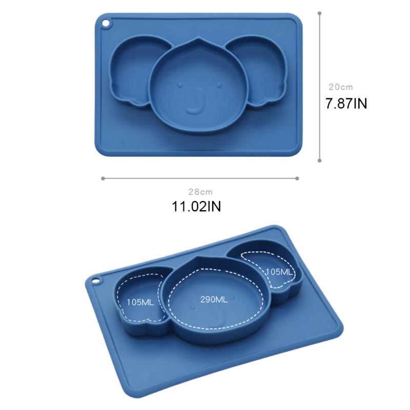 Bát Ăn Chia Ngăn Bằng Silicone Không Chứa BPA Màu Trơn Không Độc Hại Có Giác Hút Tiện Dụng Cho Bé Sơ Sinh