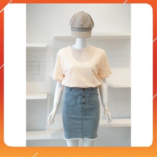 Áo thun sọc cotton 41 hồng vàng