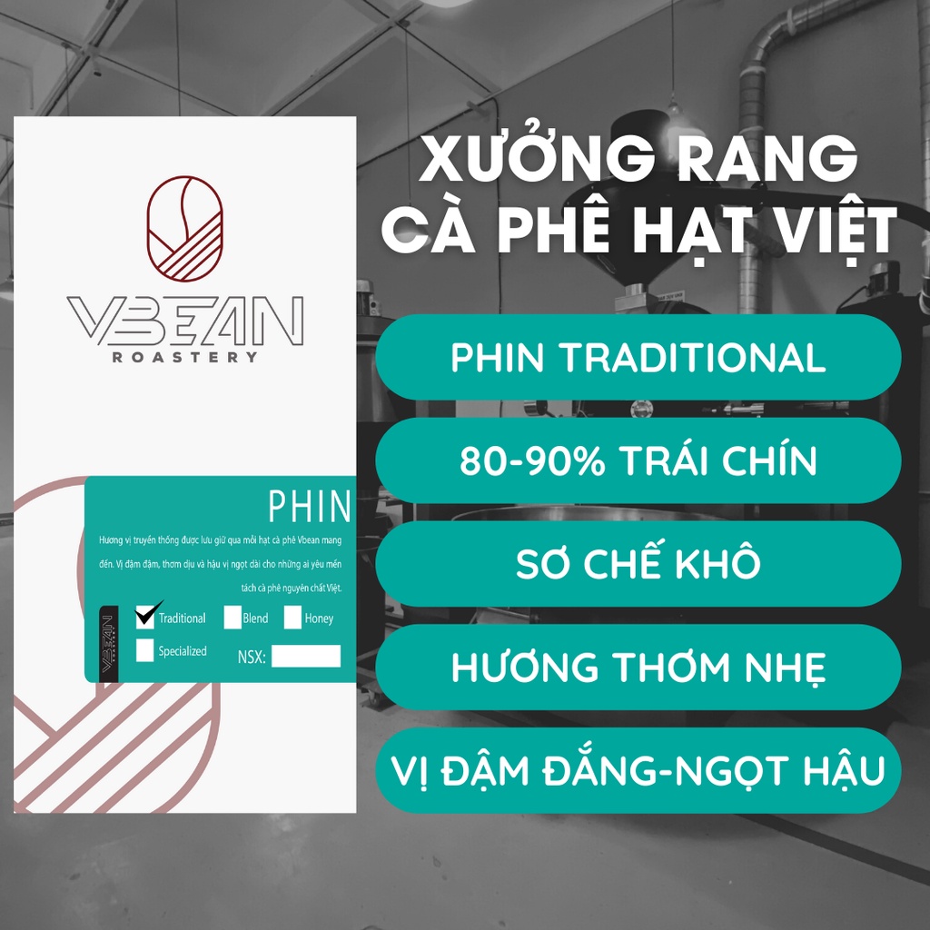 Cà Phê Robusta Rang Xay Nguyên Chất Pha Phin Truyền Thống Cao Cấp - 1kg Cafe Phin Traditional 100% Ro - VBEAN Roastery