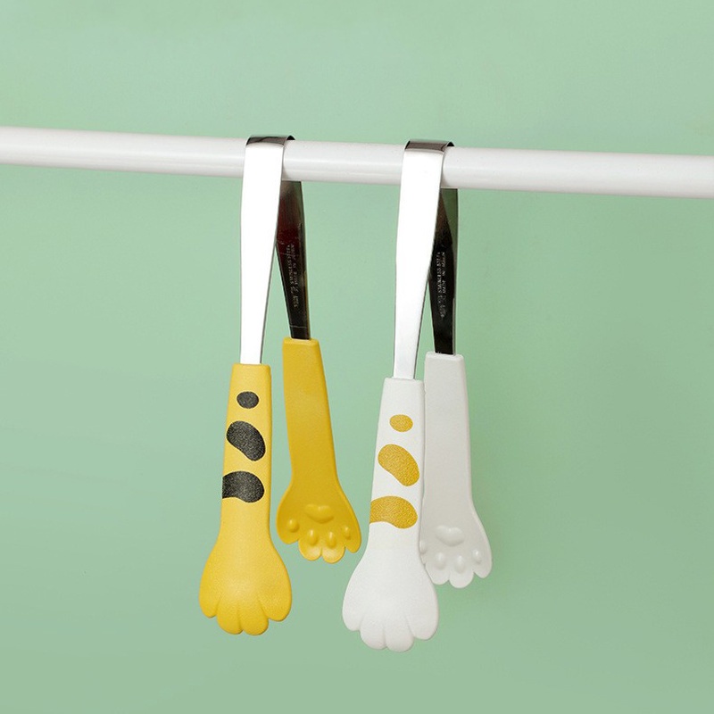 Kẹp Gắp Thức Ăn/Nước Đá Hình Dấu Chân Mèo Dễ Thương Bằng Thép Không Gỉ 12CM Cho Nhà Bếp