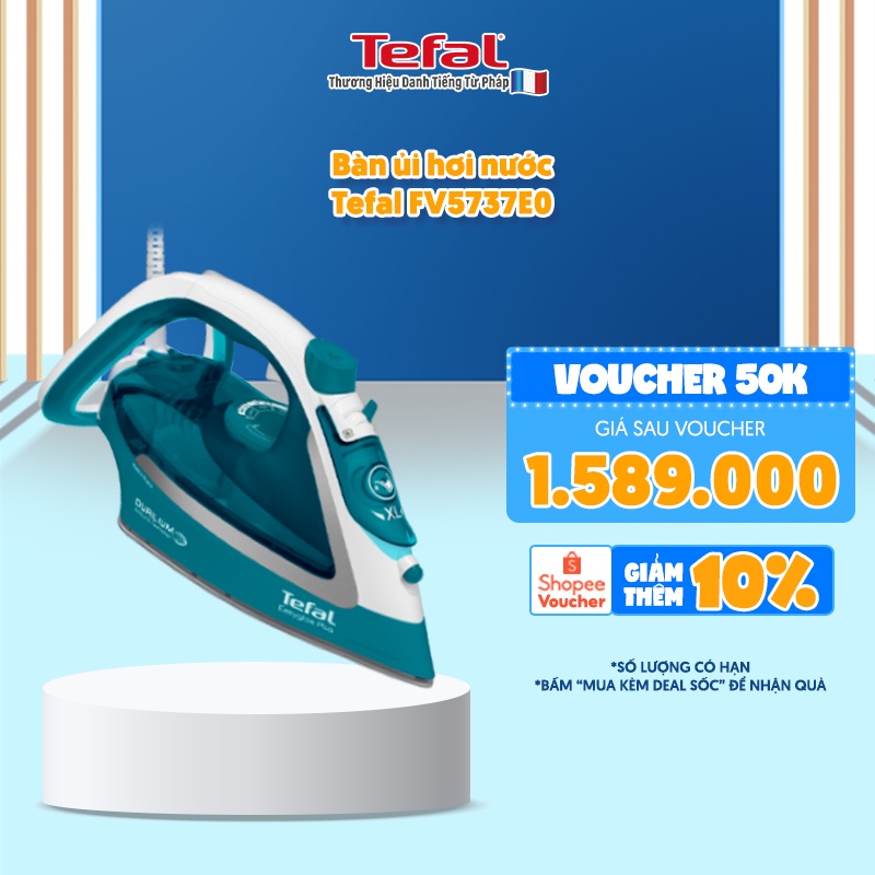 [Mã ELTEFALWL5 giảm 10% đơn 500K] Bàn ủi hơi nước Tefal - FV5737E0