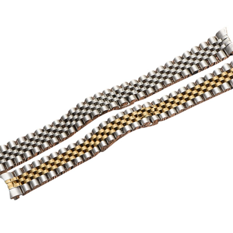 Five Beads Solid Stainless Steel Elbow Strap Luxury Watchband 13 17 20mm