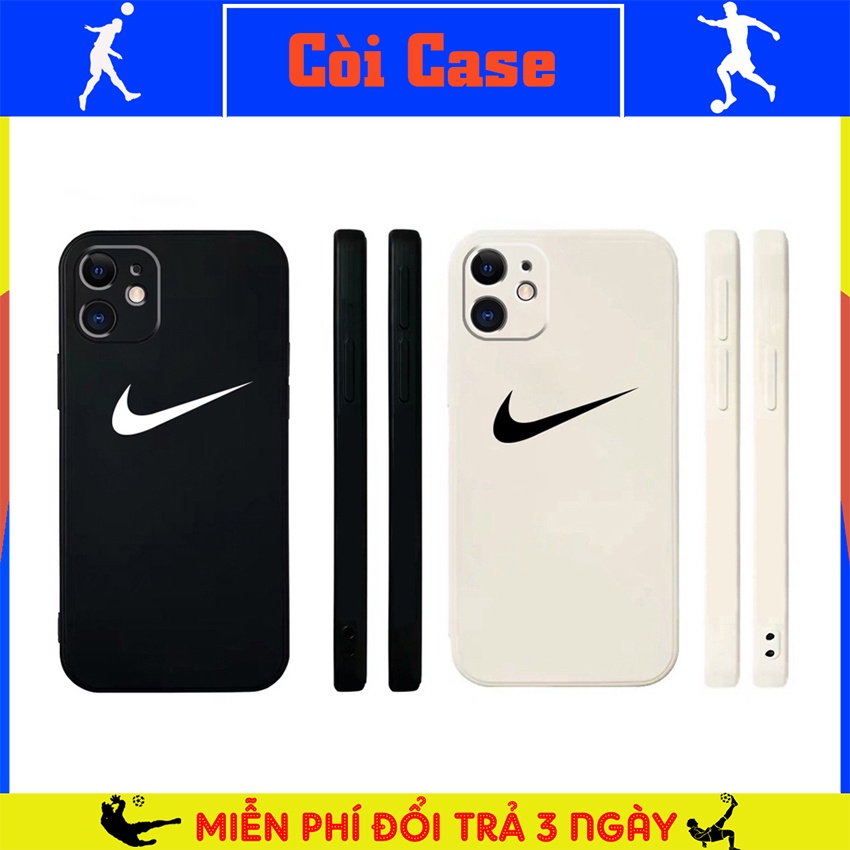 Ốp Iphone Hình Logo Nike Cạnh Vuông Bảo Vệ Camera - 2 Màu Đen Trắng ( Lỗi 1 Đổi 1 Trong 3 Ngày)